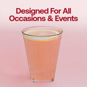 Elegant clear plastic cups with a sturdy square bottom, 7 oz size, lightweight and disposable for easy cleanup; 500-pack