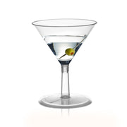Elegant clear plastic mini martini shot glasses, 2 oz., featuring a stylish silhouette, perfect for weddings, receptions, and celebrations