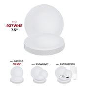 Elegant disposable 7.5-inch plastic salad plates in white with a silver rim, organic material, 120 plates per pack