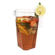 Elegant disposable clear plastic pitchers with a square design and 52 oz capacity, perfect for any occasion; set of 24