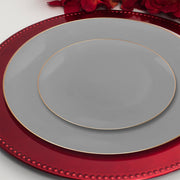 Elegant disposable gray plates with a smooth gold rim, round organic design, 7.5-inch diameter, perfect for events, 120-pack
