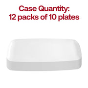 Elegant disposable rectangular plates in solid white with flat raised edges, 10.6x5 inches, set of 120