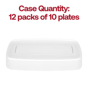 Elegant disposable rectangular plates made of clear plastic with flat raised edges, 10.6x5 inches, set of 120