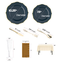 Elegant gold cutlery and champagne flutes from the Resting Grinch Face Set used during dinner