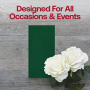 Elegant hunter green paper dinner napkins, 8 x 4 inches, disposable and versatile for special occasions.
