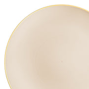Elegant ivory dinner plates with gold rims perfect for upscale gatherings and celebrations.