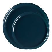 Elegant navy blue disposable dinnerware value pack featuring matching dinner and salad plates for formal or casual events