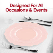 Elegant party setup using Pearl Pink Round Lotus plates for graceful and coordinated event presentations