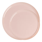 Elegant pink disposable dinnerware value pack with matching dinner and salad plates, perfect for birthdays, showers, and themed parties