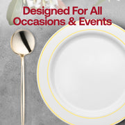 Elegant shiny gold Moderno plastic dinner spoons, 8.1 inches, with a refined, modern look, great for weddings and formal events