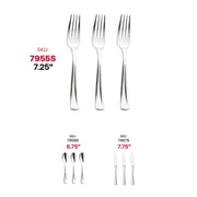 Elegant silver plastic forks, 7.25 inches, pack of 600, featuring a sleek metallic finish for upscale dining