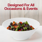 Elegant solid white round disposable dessert bowls, organic and sturdy, 6 oz capacity, great for special occasions