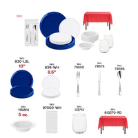 Elegant white bowls and silver utensils keep the theme clean and traditional.
