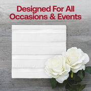 Elegant white cocktail napkins with stylish silver stripes, ideal for elevating any drink service,