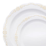 Elegant white dinnerware with a gold vintage rim, designed to enhance your table setting for any occasion