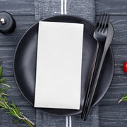 Elegant white linen-like buffet napkin with soft paper texture and upscale look, unfolded to 15.8 x 15.8 inches, 288-pack.