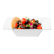 Elegant white plastic dessert bowl, square shape, 4.75x4.75 inches, 5-ounce size, available in a 120-pack