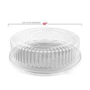 Elevate catering platters with crystal-clear 18" round lids that lock in freshness during transport from kitchen to venue