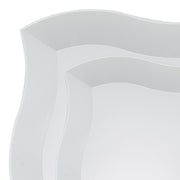 Elevate your dining experience with this elegant White Wave Plastic Dinnerware Set, featuring a contemporary wavy square design