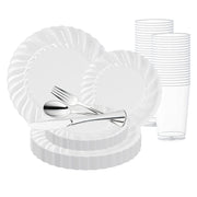 Elevate your table settings with the Clear Flair Plastic Wedding Value Set, designed for sleek and sophisticated events
