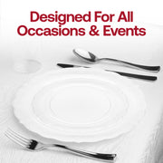 Enhance the ambiance of your event with the Clear Vintage Round Disposable Plastic Wedding Value Set, a perfect choice for creating lasting memories