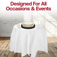 Evening reception table styled with The Hollywood Hangover Package under candlelight and black-and-gold décor