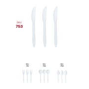Event-ready scene showcasing White Medium Weight Plastic Knives ideal for buffets, luncheons, or receptions