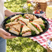 Event planners choose black round plastic trays to showcase colorful foods while keeping cleanup fast and hassle-free.