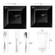 Expertly crafted from BPA-free, recyclable plastic, the Black Square Plastic Wedding Set promises stylish, eco-conscious dining