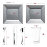 Expertly crafted from BPA-free, recyclable plastic, the Silver Square Plastic Wedding Set offers a safe and sustainable dining experience