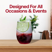 Fancy 12 oz clear plastic wine glasses with a silver rim, offering a sophisticated touch for celebrations