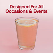 Fancy 8 oz crystal clear plastic disposable cups, round shape, lightweight and stackable, available in a 500-pack