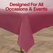 Fancy burgundy disposable plastic tablecloth with a refined and rich appearance, 54 x 108 inches, perfect for upscale events and celebrations.
