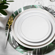 Fancy clear plastic dinner and salad plates set, round flat design perfect for stylish parties and gatherings