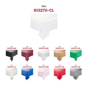 Fancy clear plastic tablecloth with a sleek rectangular design, 54" x 108", perfect for upscale events and parties.