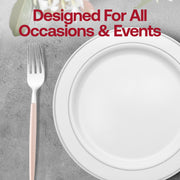 Fancy disposable dinner forks with a silver head and pink handle, 8-inch size, adding a chic touch to any table, 240-pack