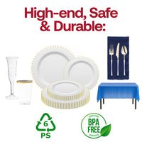 Fancy disposable plates and gold cutlery elevate any Sweet 16 celebration.