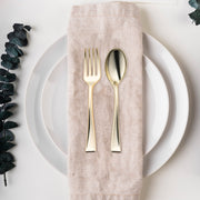 Fancy gold disposable plastic mini utensils, featuring a sleek and modern design, perfect for elegant gatherings
