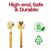 Fancy gold plastic serving flatware set, 9.75 inches, pack of 60, adding sophistication to any table setting