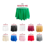 Fancy hunter green round disposable tablecloths, 84-inch with a sleek finish, ideal for upscale outdoor or indoor events, 96-pack.
