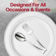 Fancy shiny metallic silver mini plastic tasting forks, 4 inches, adding a sophisticated touch to appetizers, case of 960