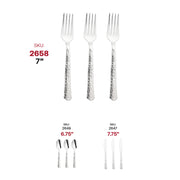 Fancy silver hammered plastic forks, 7 inches, bulk 1000-pack – Elegant forks featuring a stylish hammered design, perfect for upscale dining and events.