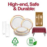 Fancy table setting with gold flatware rolls and harmony plates from the Kiss at Midnight Set