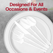 Fancy white disposable dinner knives, 8.8 inches, with a polished shine, ideal for special occasions