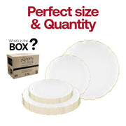 Featuring a 10.25-inch diameter, the Clear Gold Rim Lotus Dinner Plate elevates any meal with its graceful, round shape