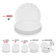 Flared-edge clear plastic plates, 6-inch size, 180-pack disposable and durable