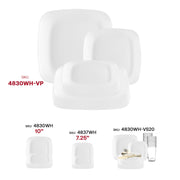 Flat rounded square dinnerware used at a wedding reception, blending elegance and convenience