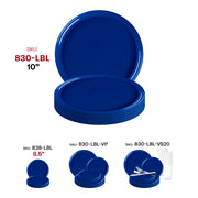 Flat solid blue plastic dinner plates, 10 inches in diameter, disposable and durable, ideal for casual or formal dining