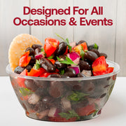 Floral-patterned clear round plastic bowls, 6 oz size, disposable and ideal for desserts, available in a 240-pack