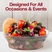 Floral-patterned clear round soup bowls, 10 oz size, disposable and durable, ideal for events, pack of 240